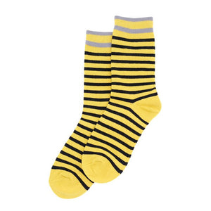 Yellow Black Stripe Crew Socks
